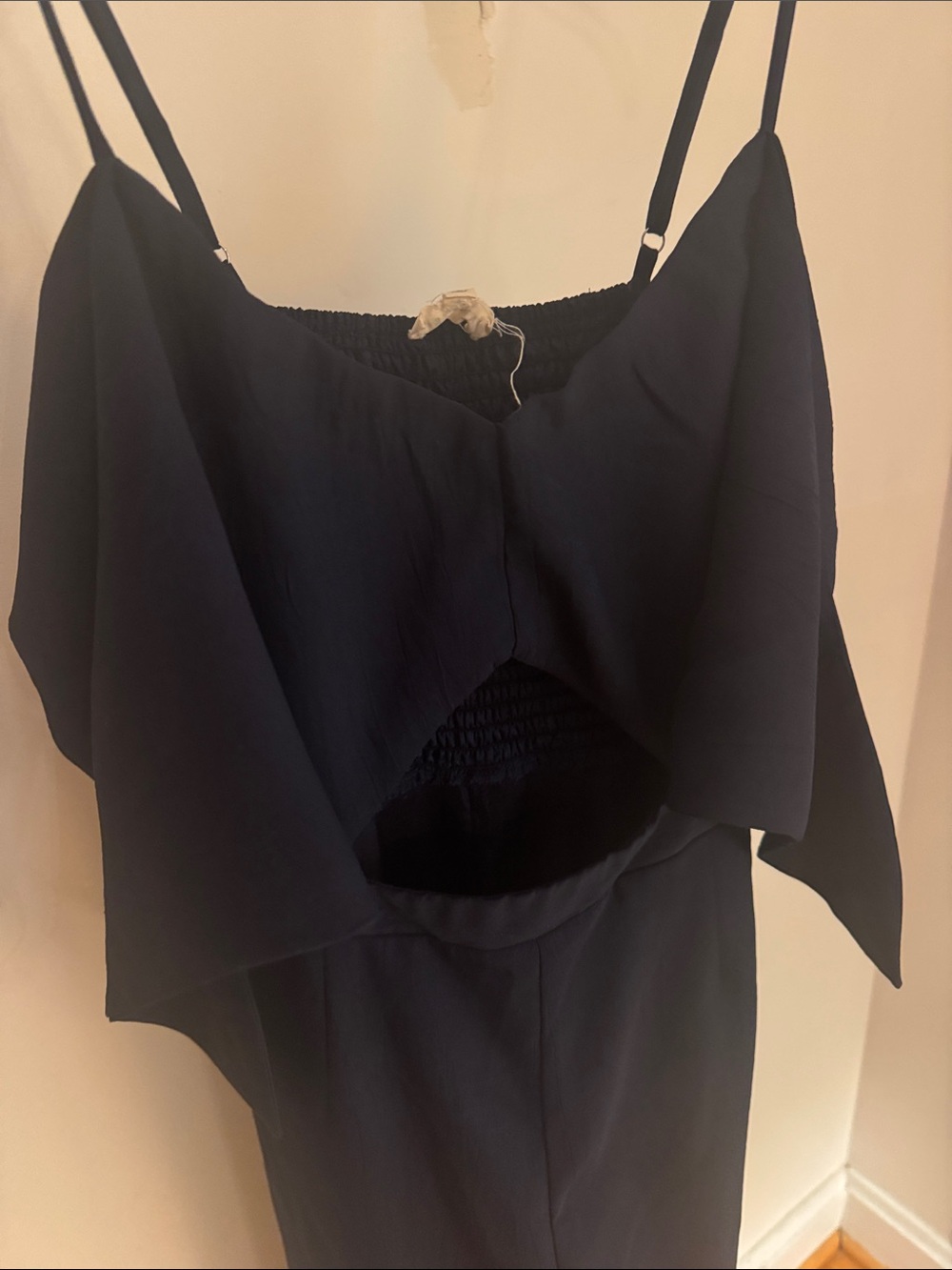Main Strip Navy Jumpsuit - Elastic back, Open Front - Picture 3 of 6